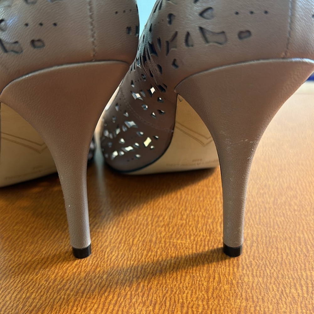 Enzo Angiolini 4 Inch Open Toe Tan Heels 10 - Picture 10 of 10